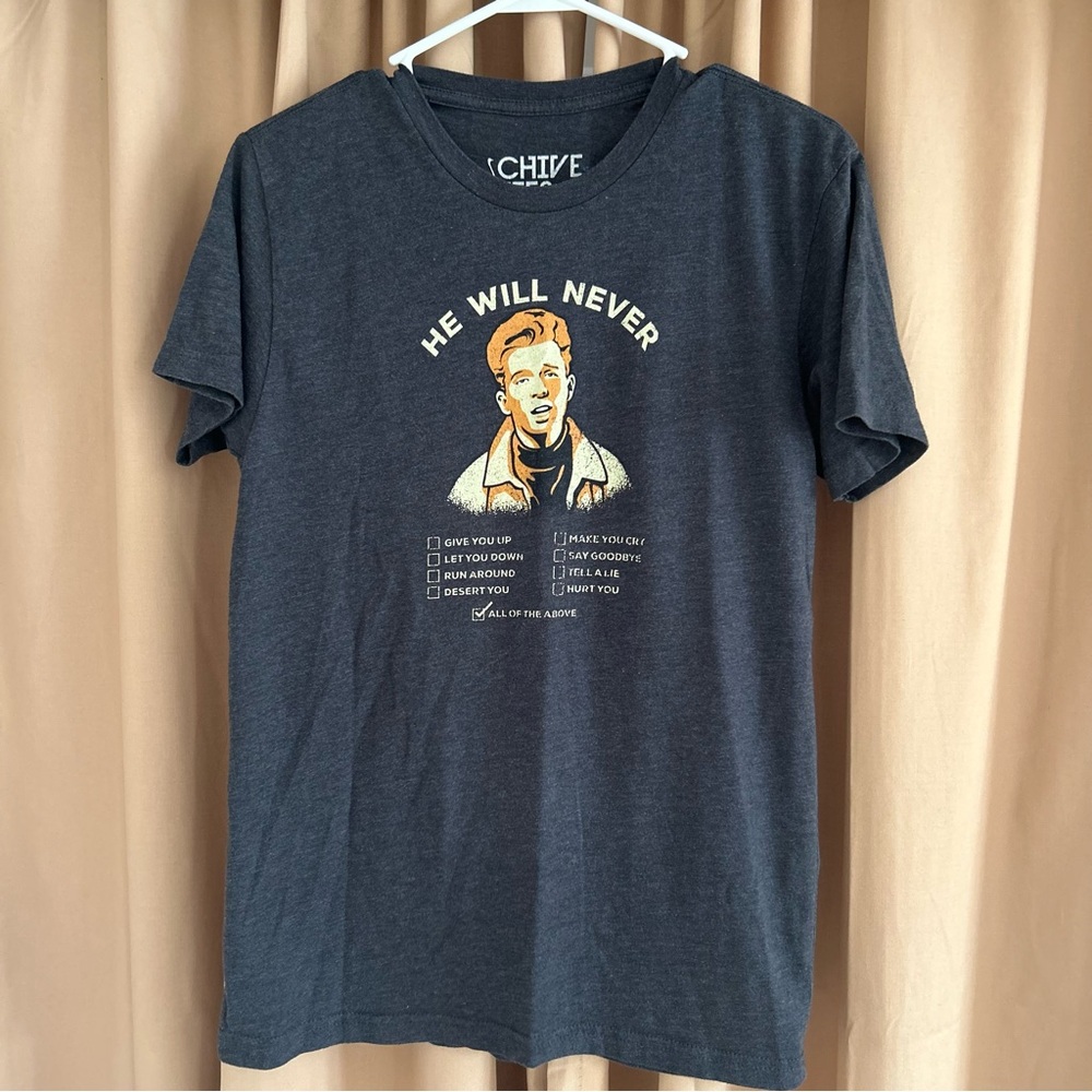 Unisex Chive Tees He Will Never T-shirt Rick Astley size small